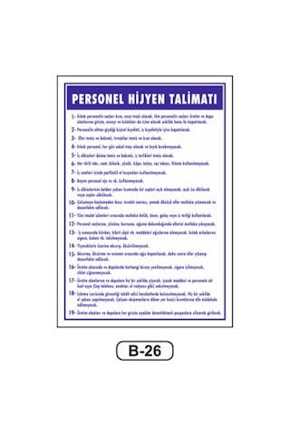 Personel Hijyen Talimatı Uyarı Ikaz Levhası
