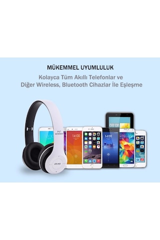 P47 Wireless Kablosuz Bluetooth Kulaklık Mp3 Güçlü Bass Kırmızı