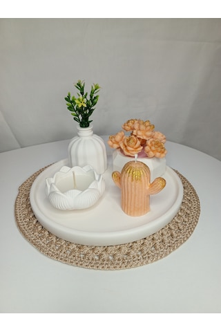 Turuncu Dekoratif Mum Seti