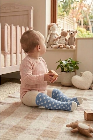 Cocole Socks Erkek Bebek Külotlu Çorabı 3'lü Set Pamuklu Mavi 0-24 Ay Çok Renkli