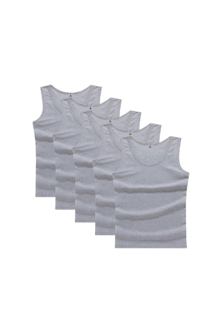 5 Adet Erkek Büyük Beden Battal Boy 105 Kilo - 205 Kilo Arası İçin Uygun Redzone Klasik Pamuk Atlet Gri