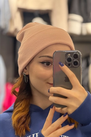 Unisex Kışlık Pudra Katlamalı Bere Pudra