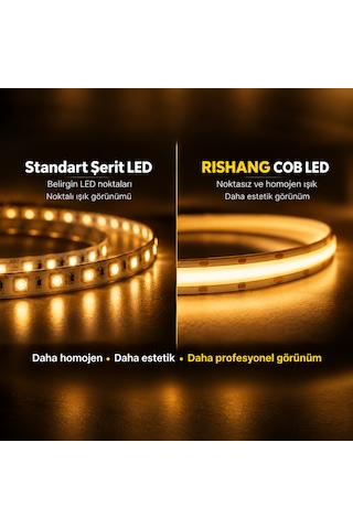 Cob Şerit Led 12v 300 Led/m Crı 90+ Noktasız Aydınlatma Soğuk Beyaz 10000k 5 Metre