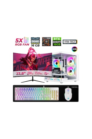Xaser Live X60 R5-7500F 16 GB 1 TB SSD RTX 5060Ti 16 GB 23.8" Dos Masaüstü Oyuncu Bilgisayar