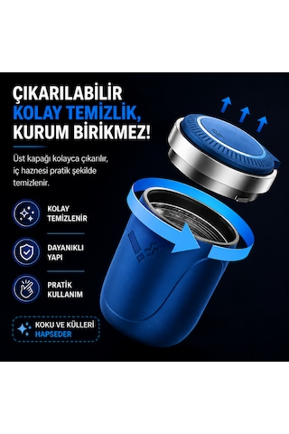 Araç İçi Dumansız Küllük Duman Emici Led Işıklı Kapaklı Koku Önleyici Oto Araba Küllüğü