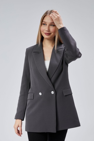 Antrasit Oversize Dokuma Blazer Ceket Antrasit
