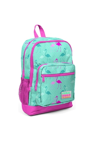 Coral High Dört Bölmeli Okul Sırt Çantası & Beslenme Çantası Pembe Yeşil Flamingo Kız Çocuk