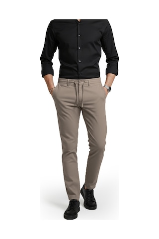 Deepsea Erkek Bej Likralı Gofre Kumaş Beli Lastikli İpli Slim Fit Günlük Pantolon 2600650 Bej