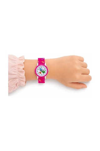 Kelebek Desenli Pembe Kız Çocuk Kol Saati Analog Saat St-304418 Beyaz