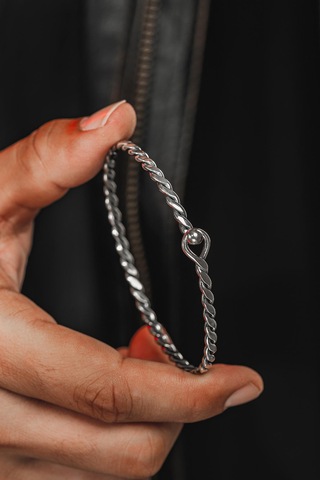 Erkek Gümüş Bileklik - El Yapımı Oksitli Gümüş Zahir Erkek Bileklik Kelepçe
