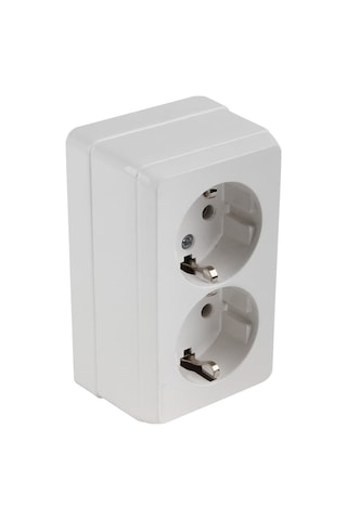 Mutlusan Sıva Üstü Beyaz İkili Topraklı Priz Porselen