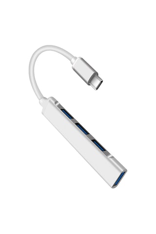 Mufunye Usb-c Çok Fonksiyonlu Hub - 1 Adet Usb 3.0 5gbps + 3 Adet Usb 2.0 Portu, Gümüş Renk, 9.5cm Kablolu Genişletici