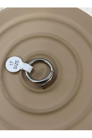 Premium Gümüş Renk Şık Ve Parlak Modern Çivi Model 316l Çelik Yüzük 17 Ölçü