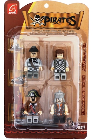 Ausini Pirates 4'Lü Korsan Figür Seti -A Kahverengi Korsan
