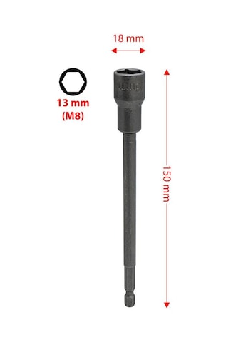 Leo 00706 Ekstra Uzun Manyetik Bits Lokma Somun Adaptörü 13x150 Mm