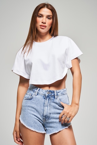 it's basic Kadın Snow Kot Rengi Luna Paça Püsküllü Mini Denim Şort