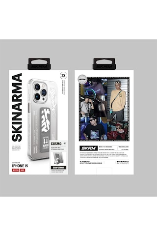 Apple Uyumlu iPhone 15 Pro Kılıf Skinarma Şeffaf Renk Geçişli Airbag Tasarımlı Standlı Cosmo Kapak Gri