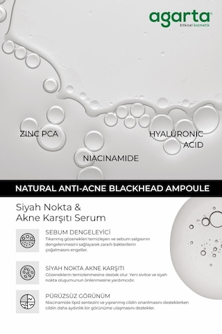 Agarta Natural Anti-Acne Blachead Ampoule Siyah Nokta & Akne Karşıtı Serum 50 ML