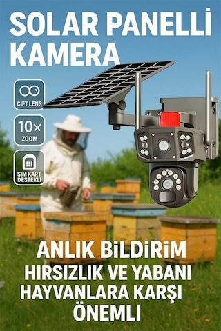 6mp Sim Kart Destekli Dahili Bataryalı Güvenlik Kamerası Solar Panel Alarm Hareket Takibi Siren