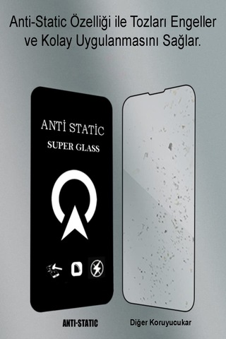 Apple iPhone 15 Pro Max Uyumlu İle Tam Kaplayan Anti Statik Çizilmez Safir Ekran Koruyucu Cam