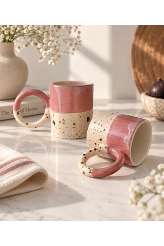 Pembe Artistik Sırlı Espresso Fincanı Açık Pembe