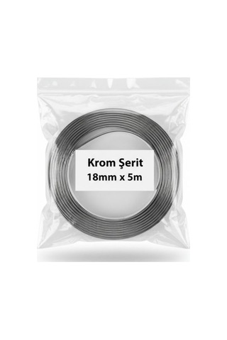 18mm 5 Metre Krom Nikelaj Şerit Yapışkanlı Araç Dış Trim, Panjur & Kapı Dekor Bandı