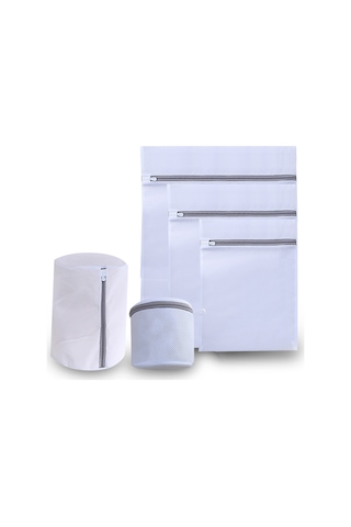 Aubyhe Gri İnce Ağızlı 75g Kalın Polyester Çamaşır Yıkama Çantası Seti - Otomatik Kilitleme Fermuarlı, Ev Ve Seyahat İçin 5'li Paket Diğer