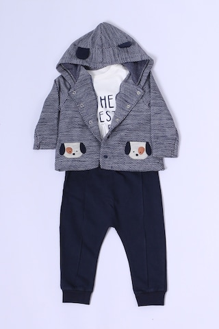 Erkek Bebek 3'lü Takım Köpek Baskılı D44 Lacivert