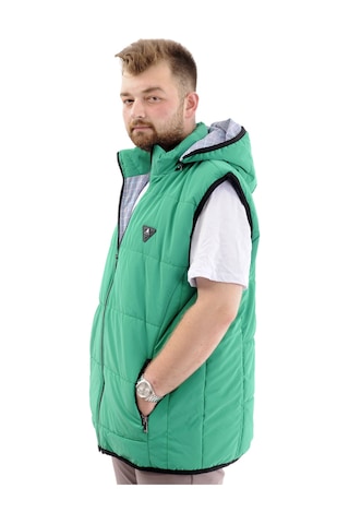 Mode Xl Erkek Büyük Beden Şişme Yelek Cepli Çıkarılabilir Kapüşonlu U24703 Yeşil