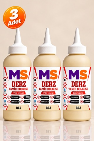 3 Adet Bej Renk Hazır Derz Arası Tamir Dolgusu 220 Gr Fayans Seramik Yenileyici Yenileme Dolgu
