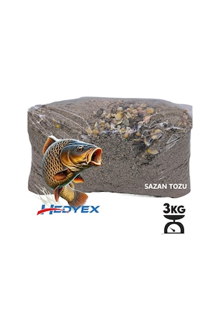 Hedyex 3kg Sazan Tozu Yüksek Proteinli Özel Katkılı Sazan Alabalık Avı Toz Yem