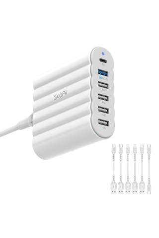 SooPii CS63 PD 3.0+QC3.0+PPS 68W 6 Port Taşınabilir Çoklu Şarj İstasyonu