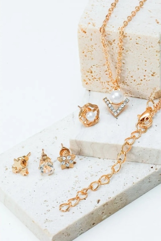 Reva Takı Seti: Küpe Ve Pandantifli Kolye 295845315 Altın