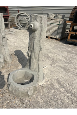 Dekoratif Bahçe Kütük Görünümlü Beton Çeşme Barbekü Gross