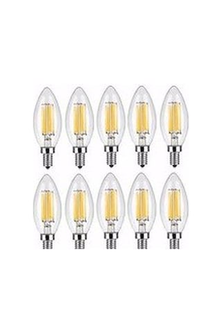 Rustik Led Ampul 4w E14 İnce Duy Gün Işığı 10 Adet Düz Mum Ampul