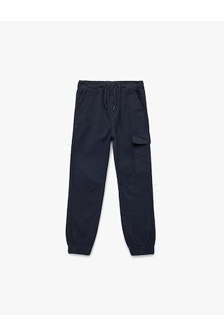 Koton Pamuklu Gabardin Beli Bağcıklı Kargo Pantolon Lacivert 6wkb40035tw Lacivert