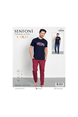 Senfoni Erkek Modal Bisiklet Yaka Kısa Kol Pijama Takımı 10354 - 1 Adet Lacivert