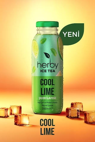 Herby Ice Tea Cool Lime Şeker İlavesiz Soğuk Çay 24 x 250 ML