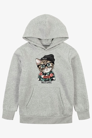 Fyk Kids Unisex Kapüşonlu Kanguru Cepli Sweatshirt Gri2