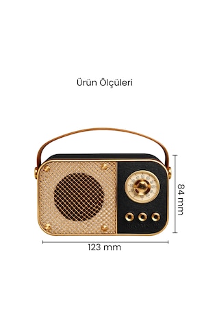 Nostaljik Bluetooth Hoparlör Bluetooth 5.2 Usb & Tf Kart Destekli Led Taşınabilir Speaker