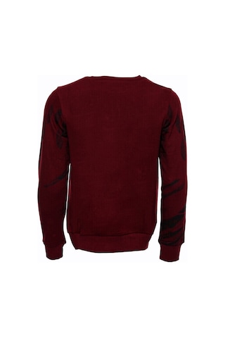 Wessi Bordo Taşlı Baskılı Bisiklet Yaka Sweatshirt Bordo