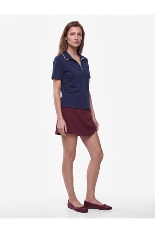 Koton Modal Kumaş Regular Fit Biyeli Kısa Kollu Polo Yaka Tişört Lacivert 7wak50132ek