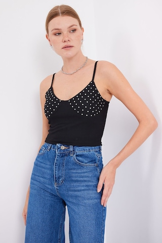 Bigdart 918 İp Askılı Crop Top - Siyah 001