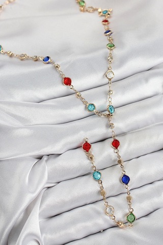 Pirinç Renkli Zirkon Taşlı Model Gold Renk Kadın Y Kolye - Tj-bko10434 Çok Renkli