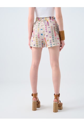 High Waist Kadın Şort Ekru