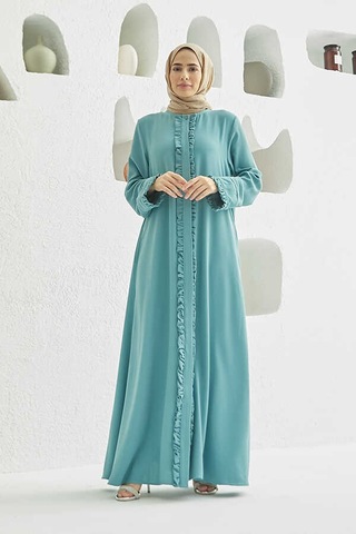 Neways 6607-fırfırlı Krep Ferace Mint Yeşili Mint Yeşili