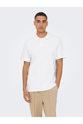 Only & Sons Ben Erkek Beyaz Polo Tişört 22035825-bw