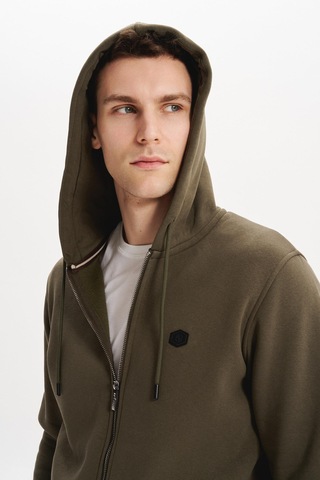 AR-MA Arma Erkek Sweatshirt Büyük Beden 3 İplik Kalın Kumaş Kapüşonlu Fermuarlı Cepli %70 Pamuk %30 Polyester K30324801502 Haki