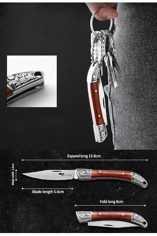 Valkyrie Mini Çelik İşlemeli Katlanır Outdoor Cep Kamp Bıçağı Şık Tasarım, Taşıması Kolay Ahşap Siyah Siyah