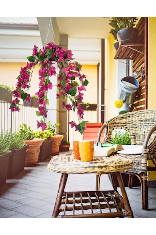 Yapay Çiçek Begonvil Fuşya Pembe Sarkaç Askılı Saksıda Balkon Çiçeği Çiçek Sepeti